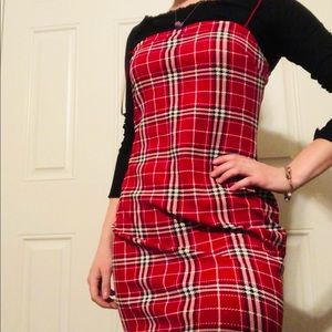 Red plaid cami dress